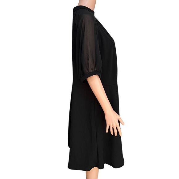 London Times mock neck sheer raglant fit and flare dress size 14W - Picture 3 of 8